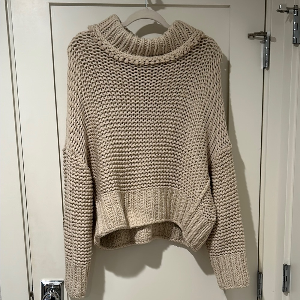 Free People Cream Cowl Neck Sweater
